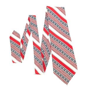 Oleg Cassini Necktie Red Striped Geometric Heritage Classic Dress Tie Designer